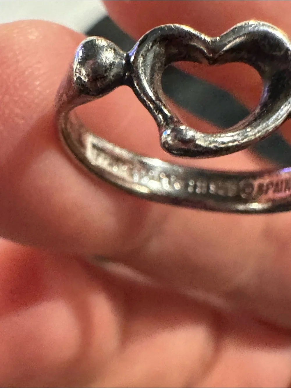 Vintage Tiffany & Co. Elsa Peretti Open Heart Silver Ring - size 5.75-6